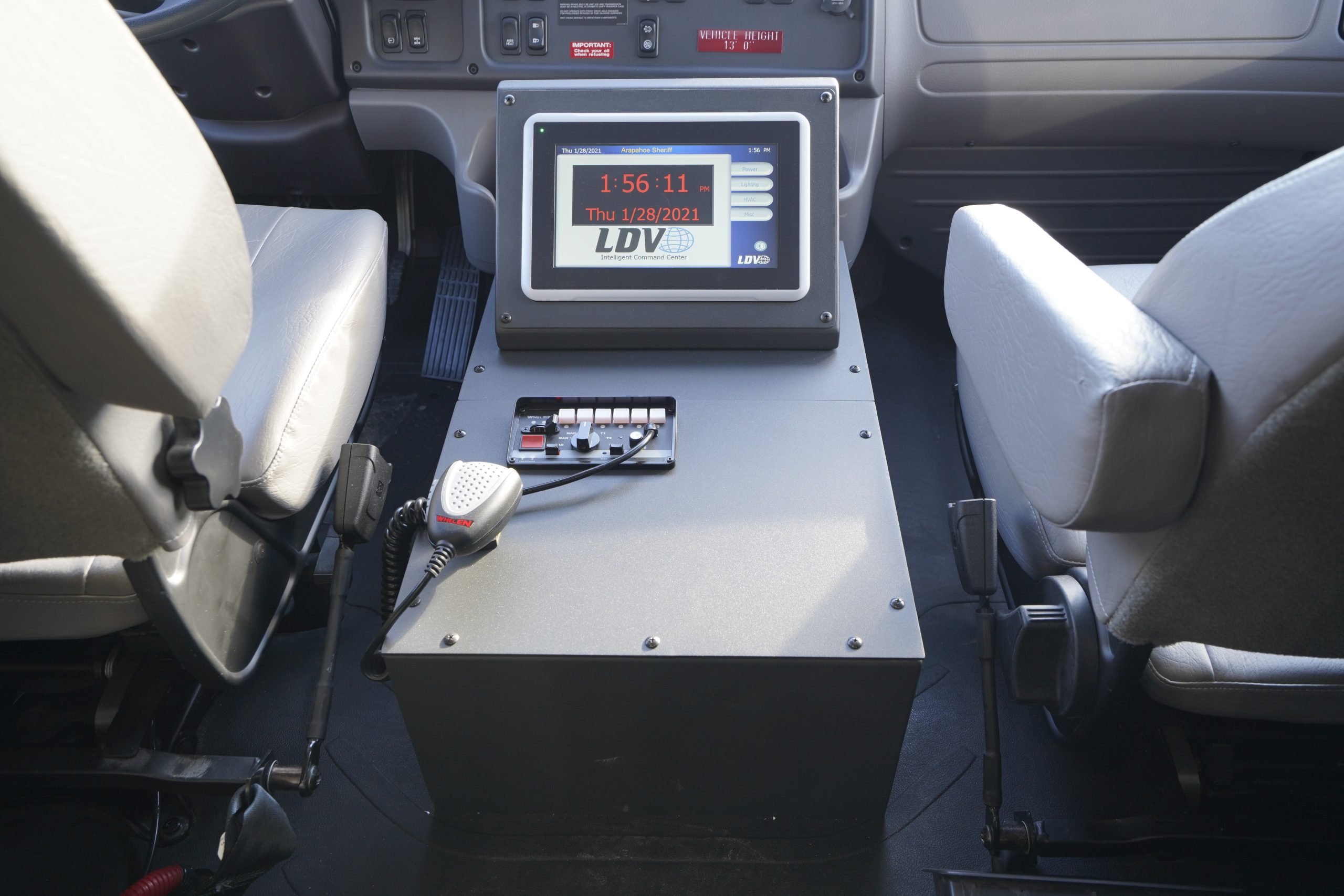 LDV's exclusive Intel-I-Touch vehicle automation system in a custom-fabricated center console